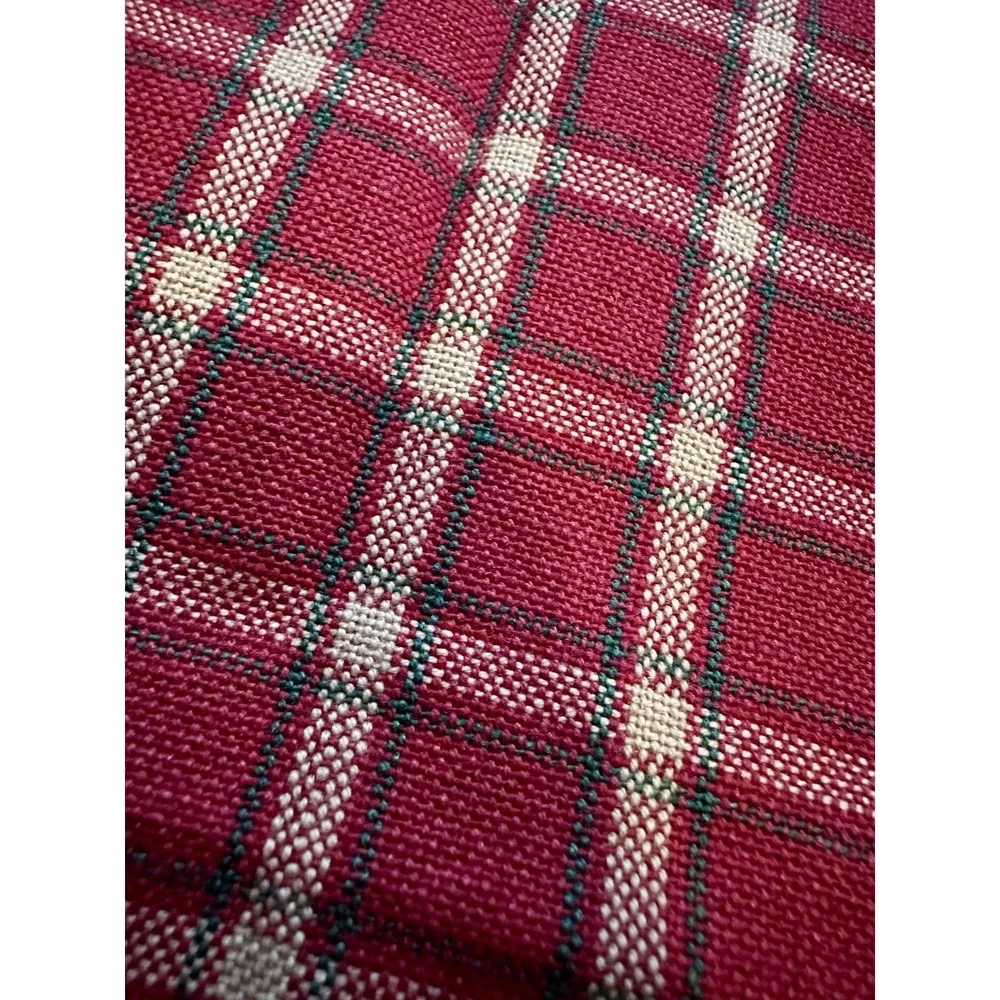 New Set Of 3 Park Imports & Design Plaid Loomed Burgundy Hand Dish Kitchen Towel